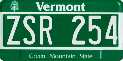 VT license plate ZSR254