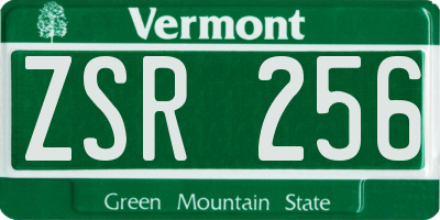 VT license plate ZSR256