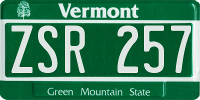 VT license plate ZSR257