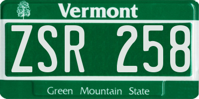 VT license plate ZSR258