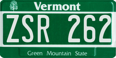 VT license plate ZSR262