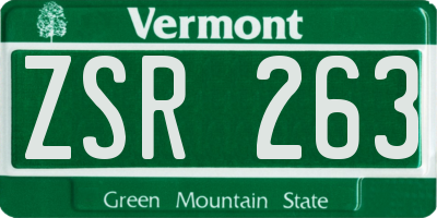 VT license plate ZSR263