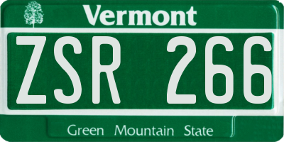VT license plate ZSR266