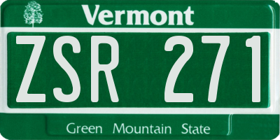 VT license plate ZSR271