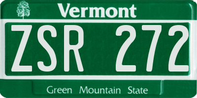 VT license plate ZSR272