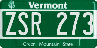 VT license plate ZSR273