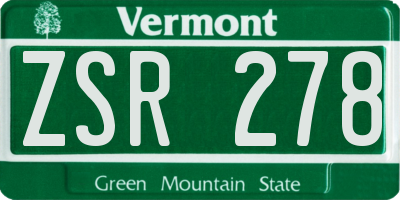 VT license plate ZSR278