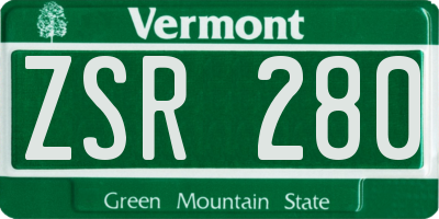 VT license plate ZSR280