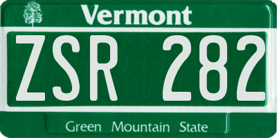 VT license plate ZSR282