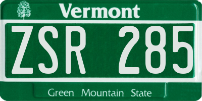 VT license plate ZSR285