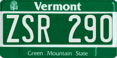 VT license plate ZSR290