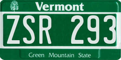 VT license plate ZSR293