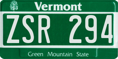 VT license plate ZSR294