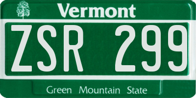 VT license plate ZSR299
