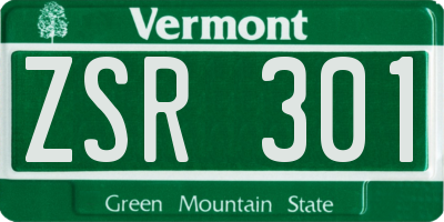 VT license plate ZSR301