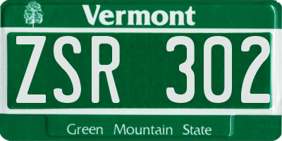 VT license plate ZSR302
