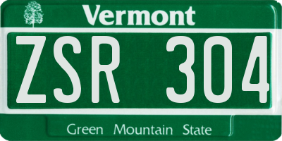VT license plate ZSR304