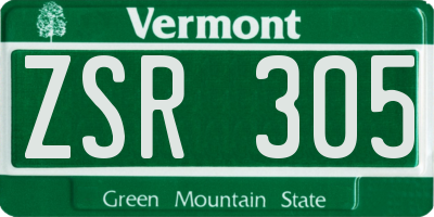 VT license plate ZSR305