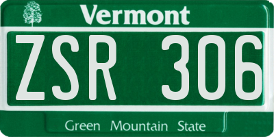 VT license plate ZSR306