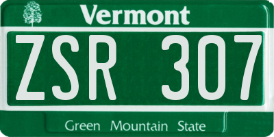 VT license plate ZSR307