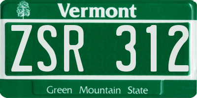VT license plate ZSR312
