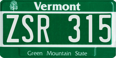 VT license plate ZSR315
