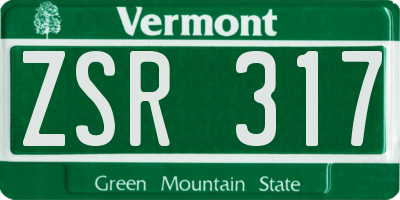 VT license plate ZSR317