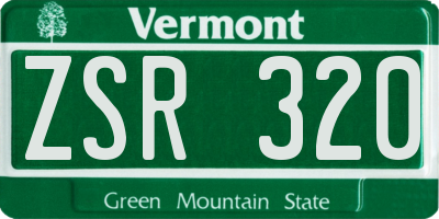 VT license plate ZSR320