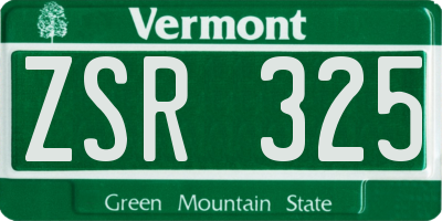 VT license plate ZSR325