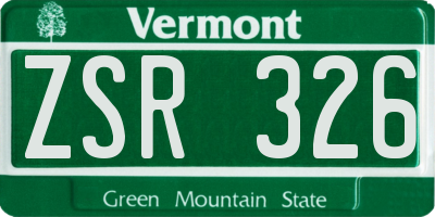 VT license plate ZSR326