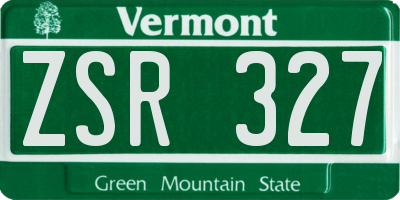 VT license plate ZSR327
