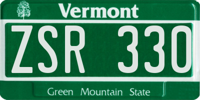 VT license plate ZSR330