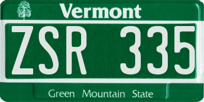 VT license plate ZSR335