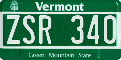 VT license plate ZSR340