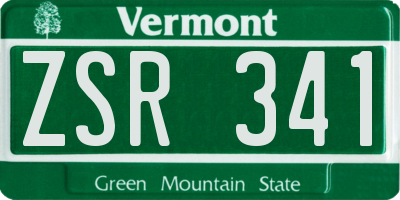 VT license plate ZSR341