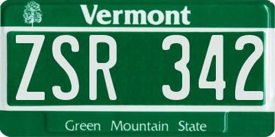 VT license plate ZSR342