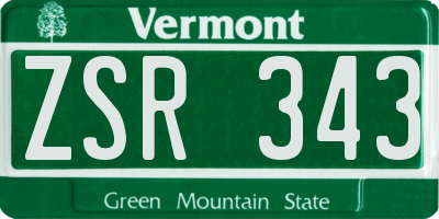 VT license plate ZSR343