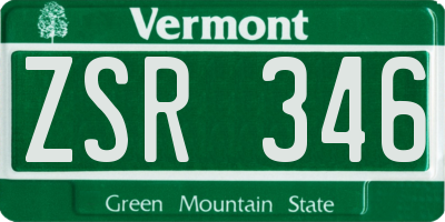 VT license plate ZSR346
