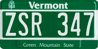 VT license plate ZSR347