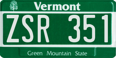 VT license plate ZSR351