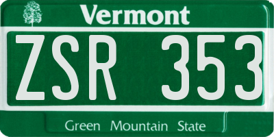 VT license plate ZSR353