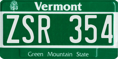 VT license plate ZSR354