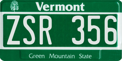 VT license plate ZSR356