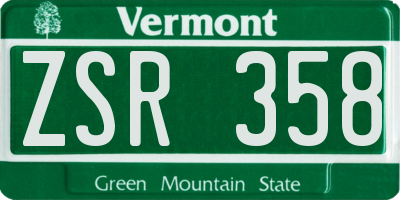 VT license plate ZSR358