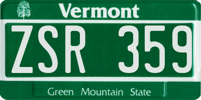 VT license plate ZSR359
