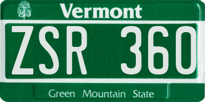 VT license plate ZSR360