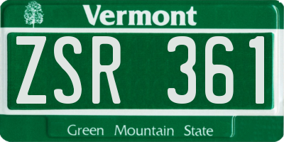 VT license plate ZSR361