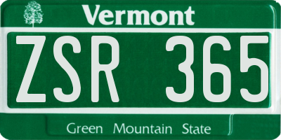 VT license plate ZSR365
