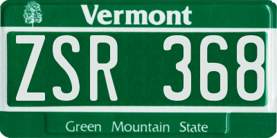 VT license plate ZSR368