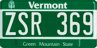 VT license plate ZSR369